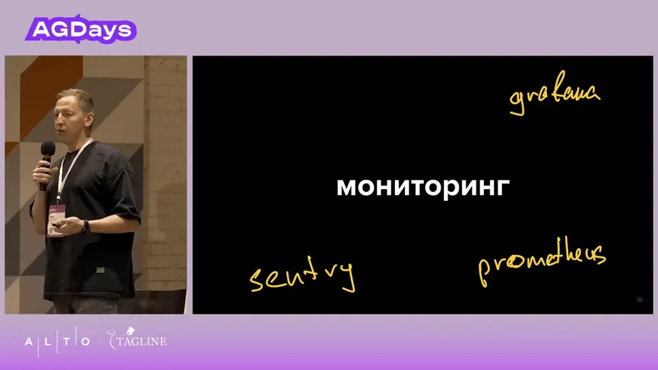 Слайд о мониторинге ошибок и нагрузки